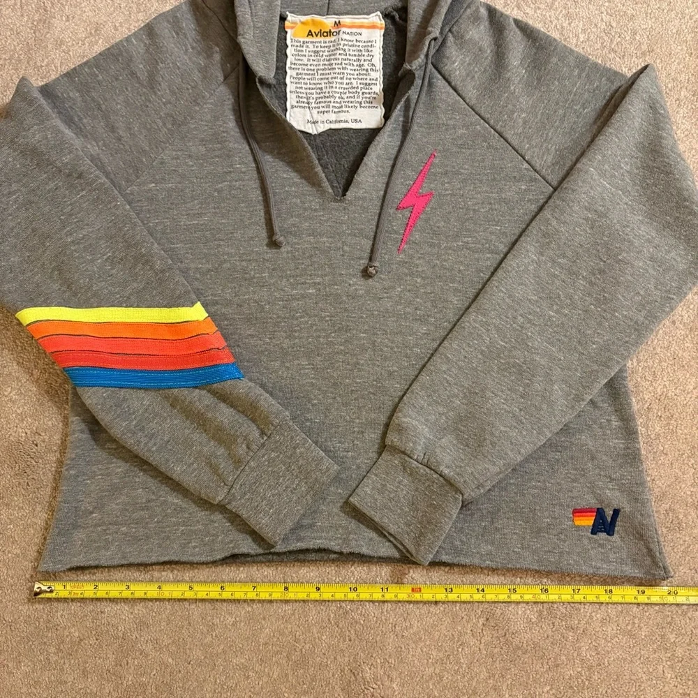 NWOT - Aviator Nation Bolt Chevron 5 Stitch Split Neck Hoodie ⚡️ - Picture 7 of 7